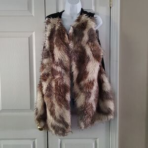 Cato Faux Fur  open front cardigan vest  Sz XL